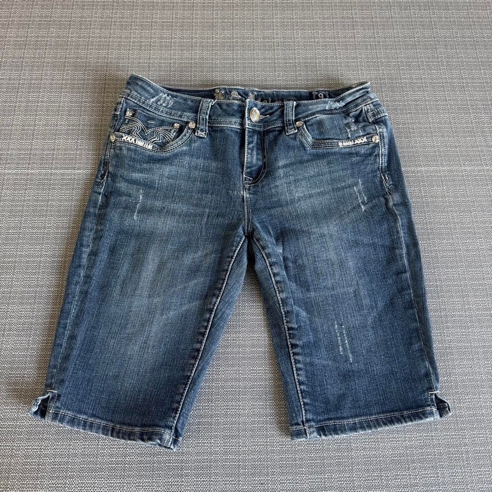 L.A Idol USA Y2K blue denim biker shorts